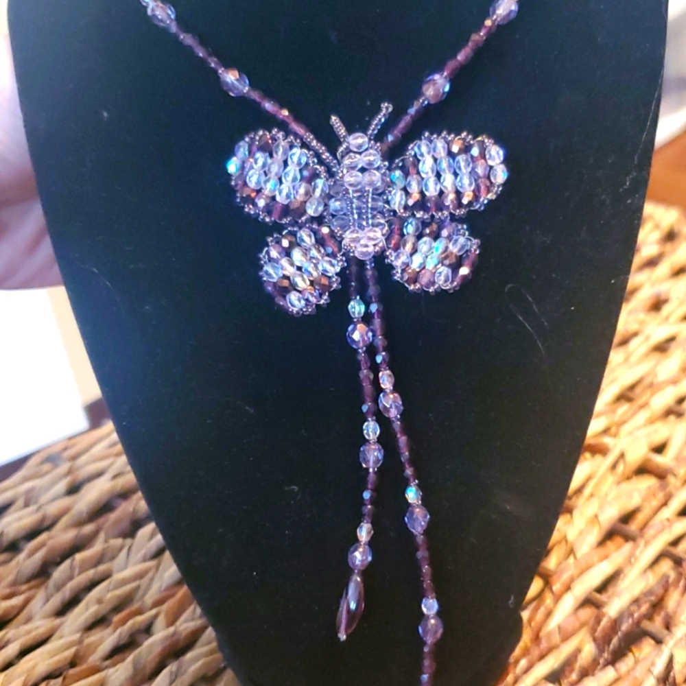 Beaded butterfly statement necklace